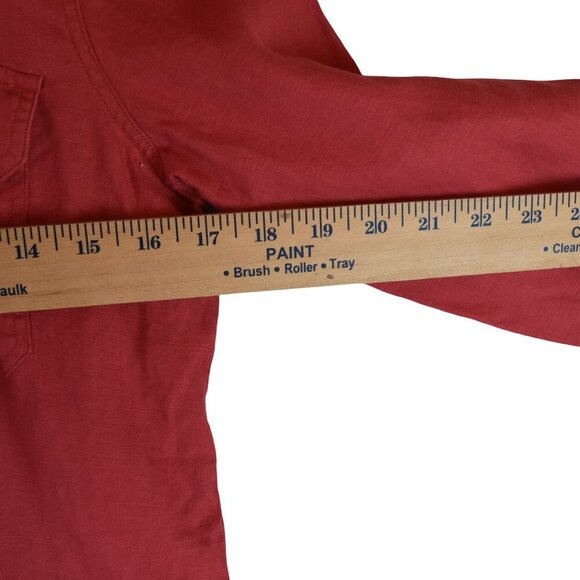 Lauren Ralph Lauren Petite P/P Red 100% Linen Utility Button Shirt Petite Small - Picture 7 of 7